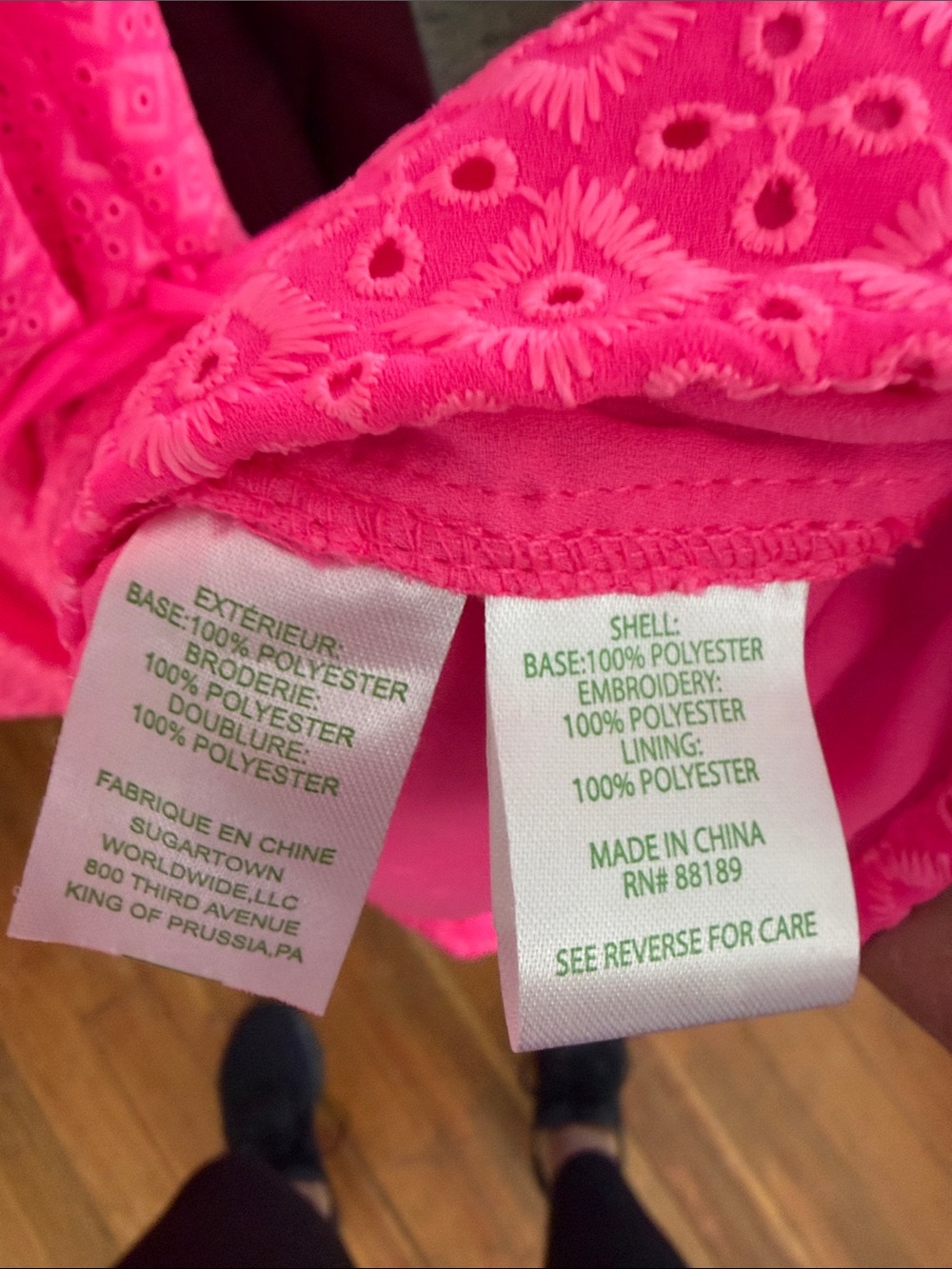 Lilly Pulitzer Hot Pink Diamond Eyelet Shift Dress/Romper - Picture 4 of 5